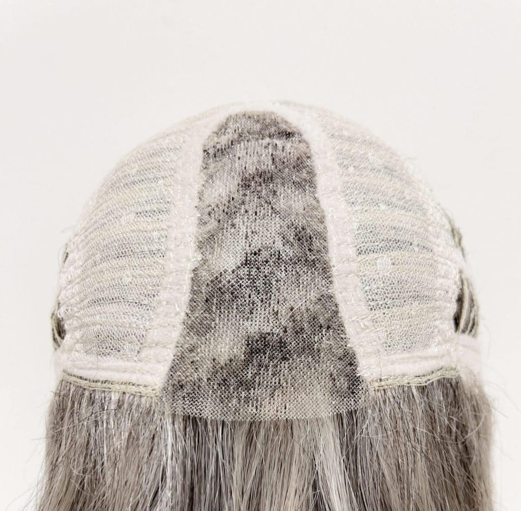 Lace front wig with gray and silver tones for natural look.
